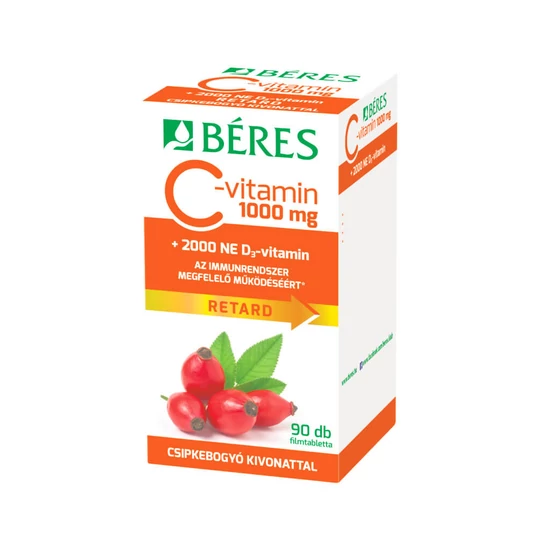 Béres C-vitamin 1000 mg RETARD csipkebogyó kivonattal + 2000 NE D3-vitamin 90db